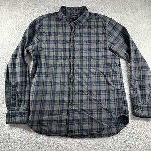 J.Crew Flannel Shirt Mens‎ Large Classic Fit Blue Gray Long Sleeve Pocket Warm